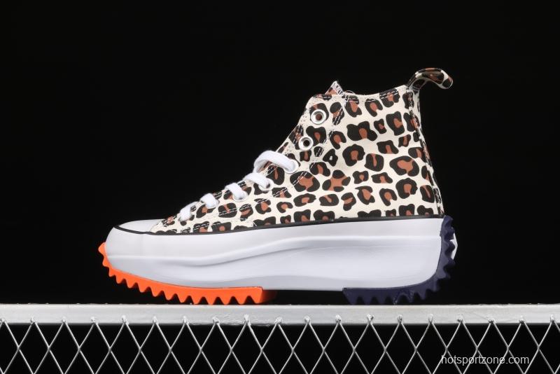 JW Anderson x Converse Run Star Hike white leopard pattern heightened casual board shoes 166862C