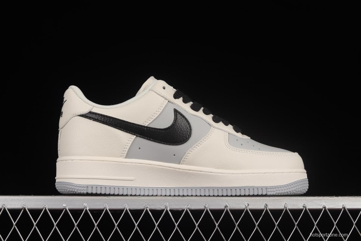 NIKE Air Force 1'07 Low gray and black color matching white, blue and red low-top casual sneakers TQ9685-785