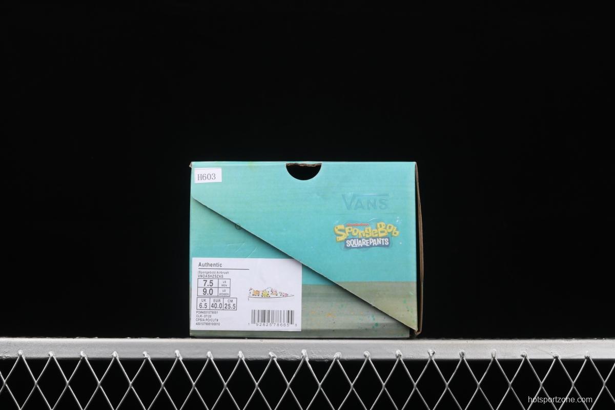 SpongeBob x Vans Authentic color printing cartoon limited edition low-top casual board shoes VN0ASHZSZAS