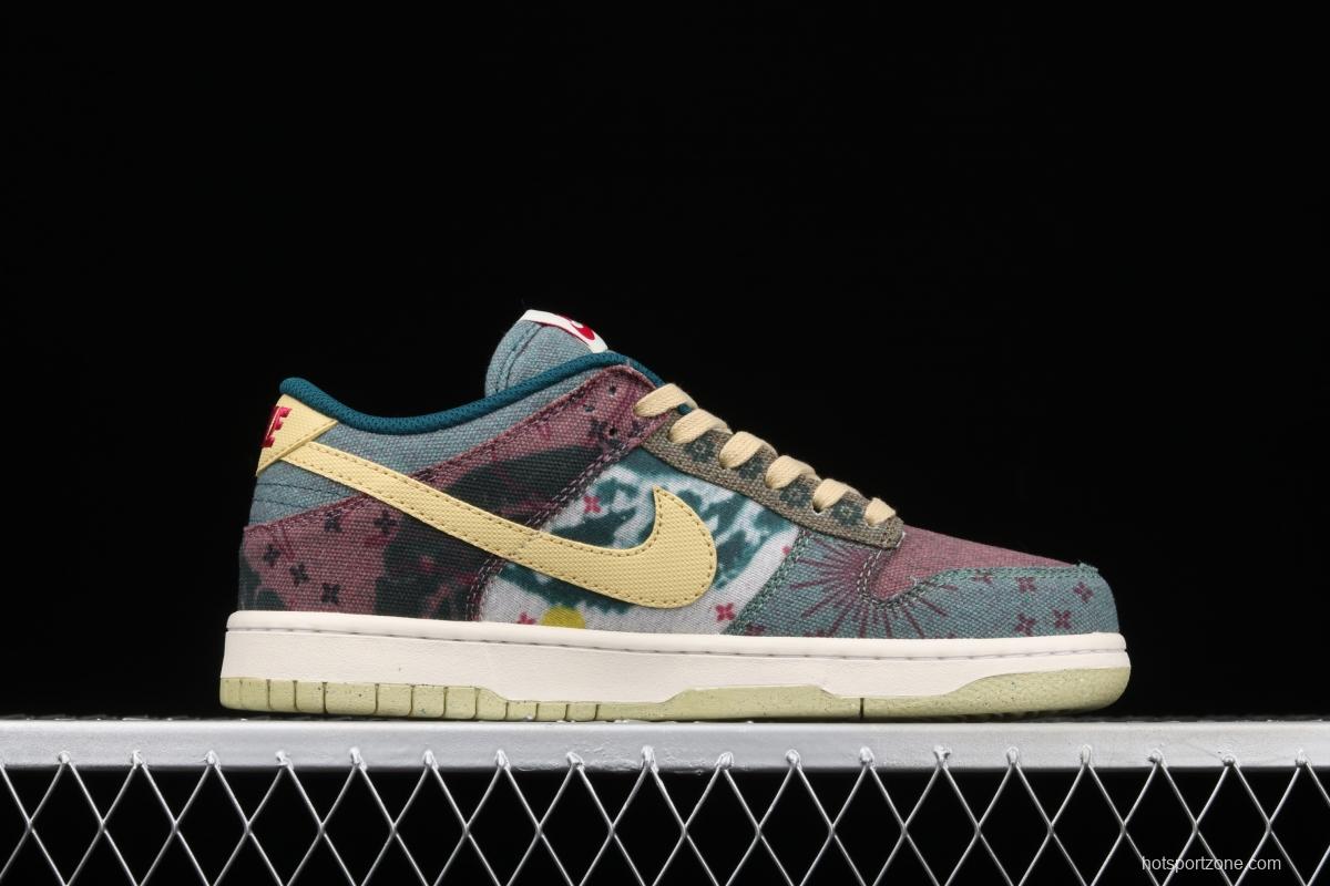 NIKE SB DUNK Low Lemon Wash Slam Dunk Series low-top leisure sports skateboard shoes color tie-dye printing washing CZ9747-900