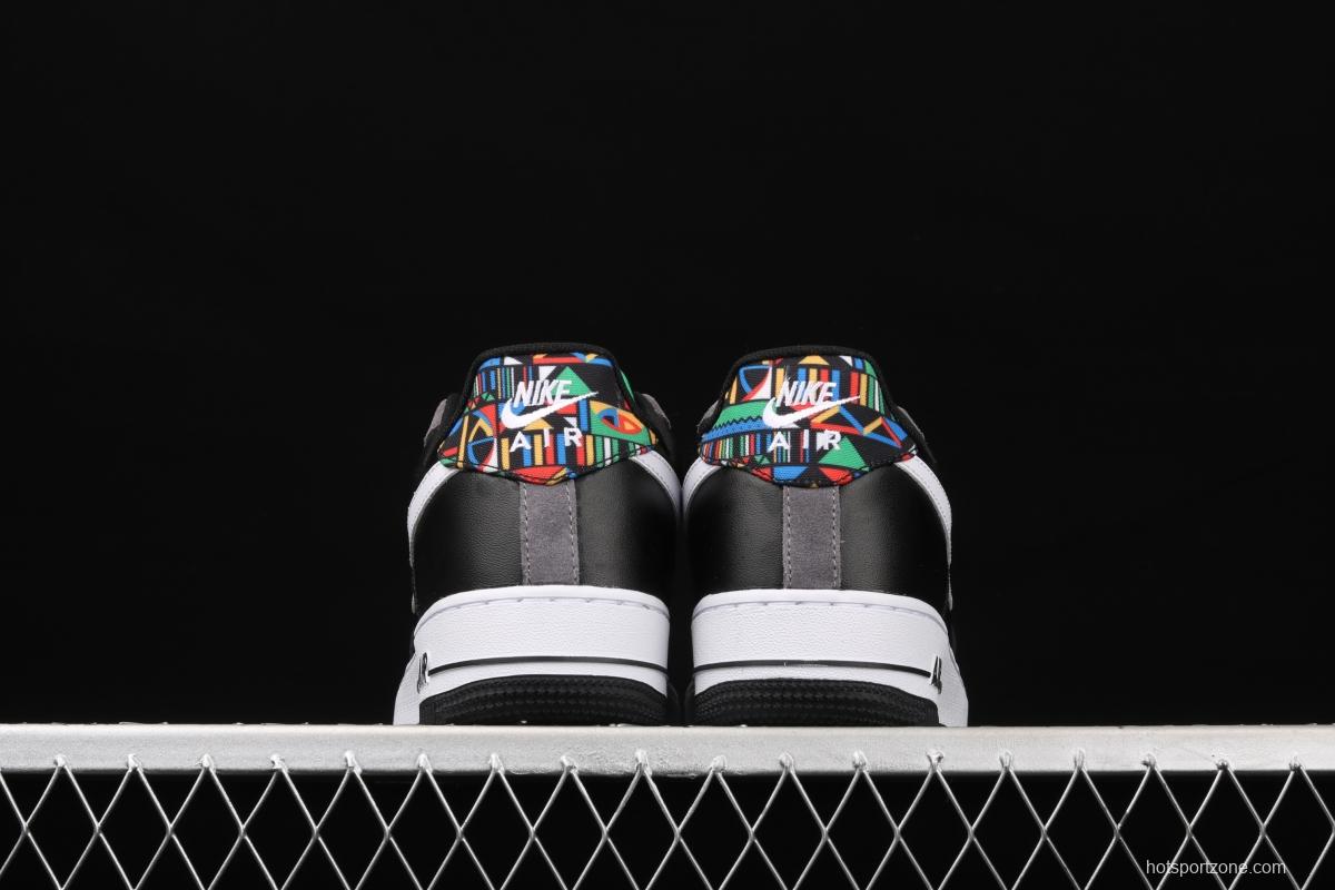 NIKE Air Force 1x07 Low black and white embroidered low-top casual board shoes DC1483-001