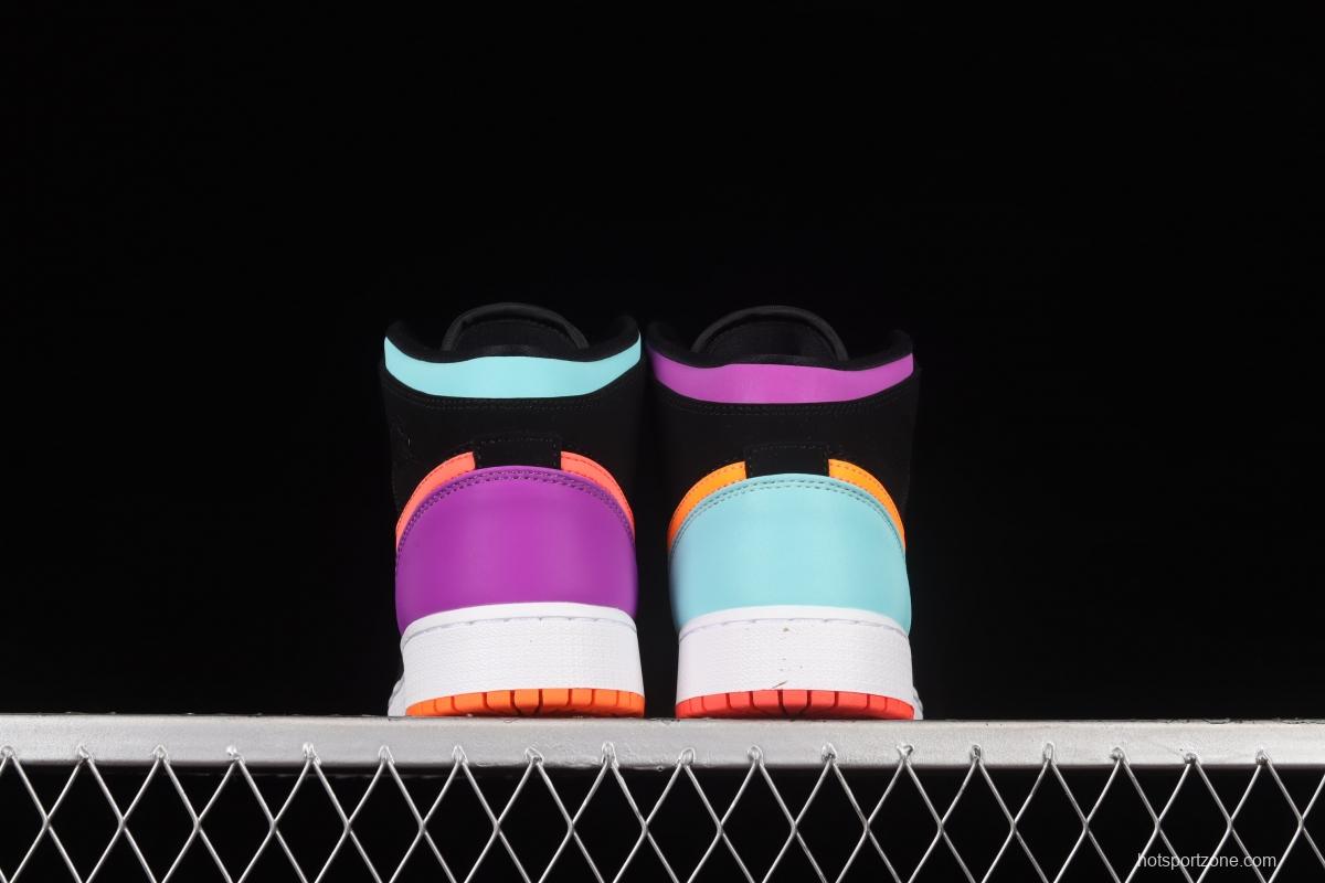 Air Jordan 1 Mid candy mandarin duck 3m reflective matching basketball shoes 554725-083