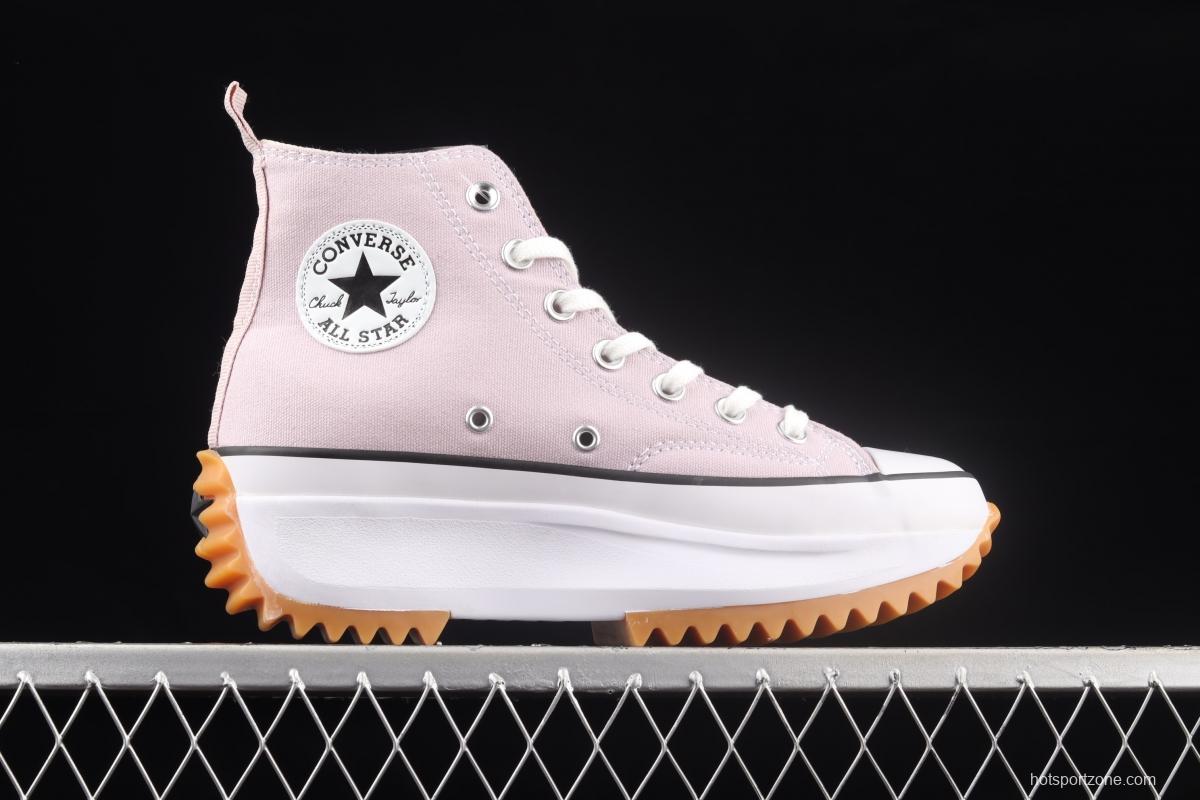 Converse Run Star Hike Converse pink raw rubber heightened thick sole shoes 171668C