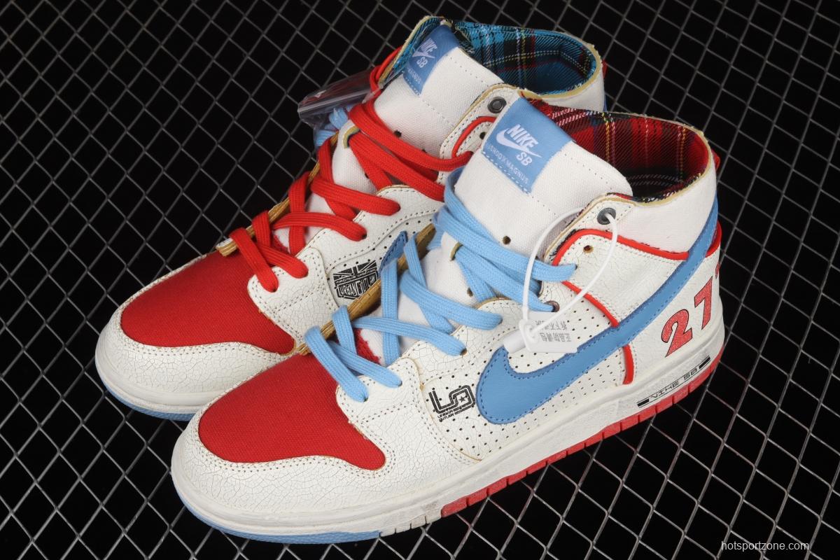 Magnus Walker x NIKE DUNK High Pro Decon QS [Porsche 911] White, blue and red high top casual skateboard shoes DH7683-100