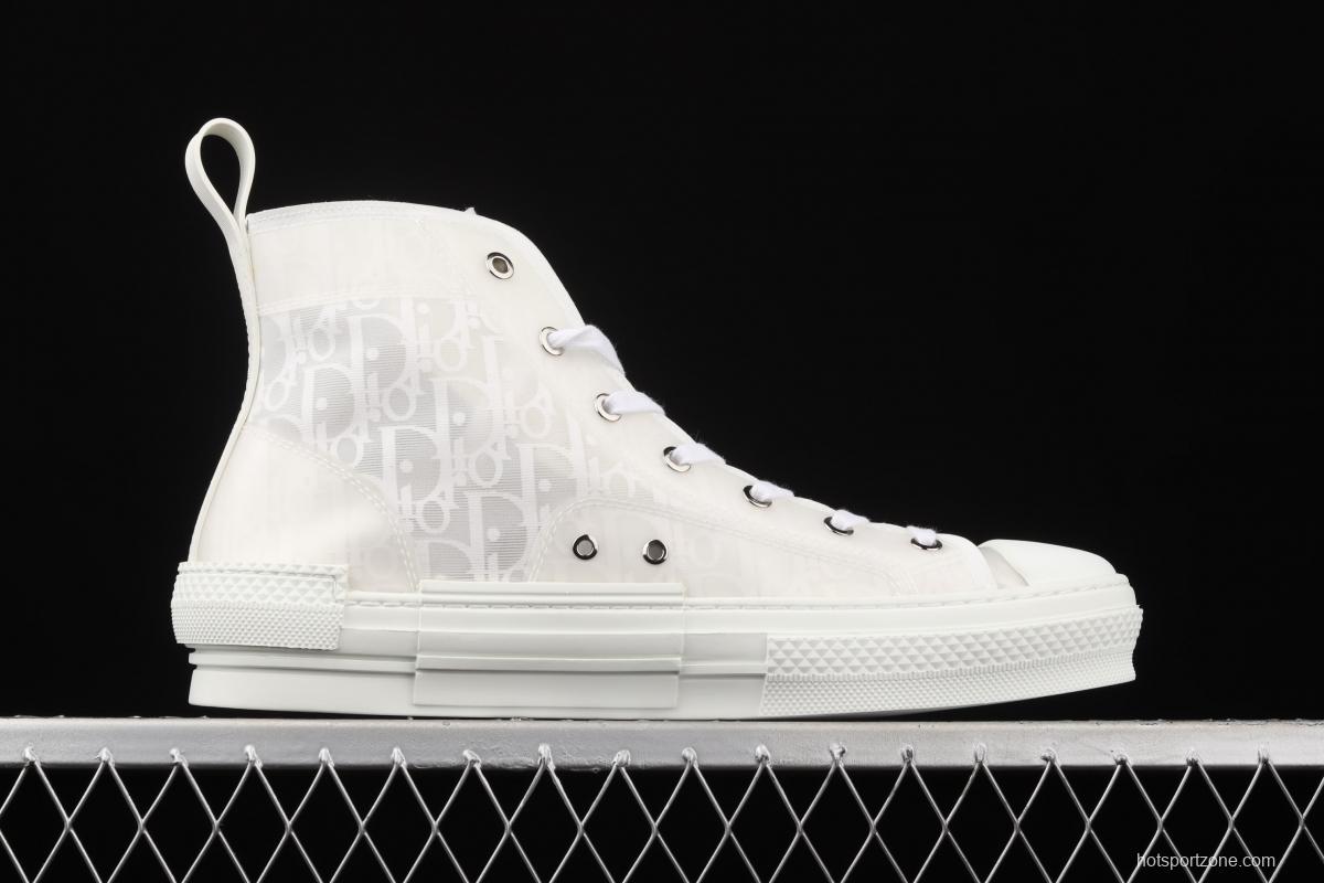 Authentic Dior B23 Oblique High Top Sneakers Dior CD ghosting high upper board shoes 3SH118YJR 063 White