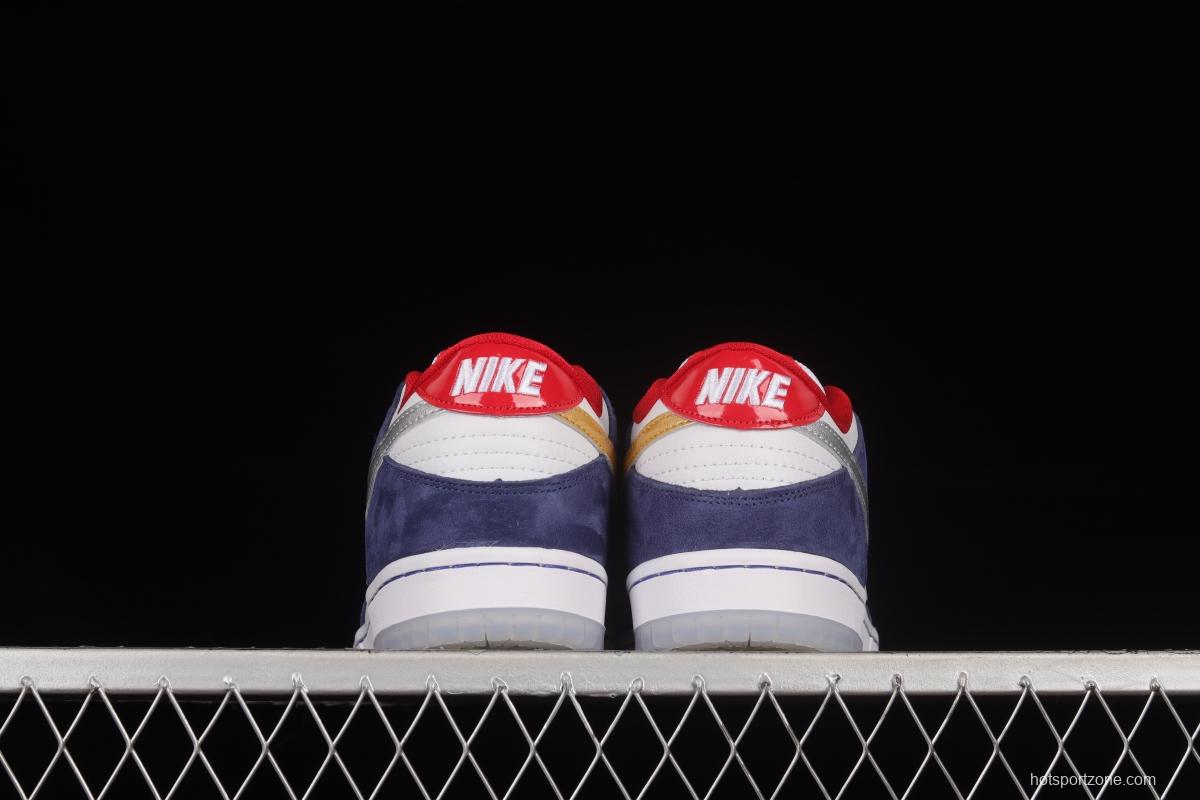 NIKE SB DUNK Low Prm QS Paris BMW Gold and Silver Hook Casual Sneakers 839685-416