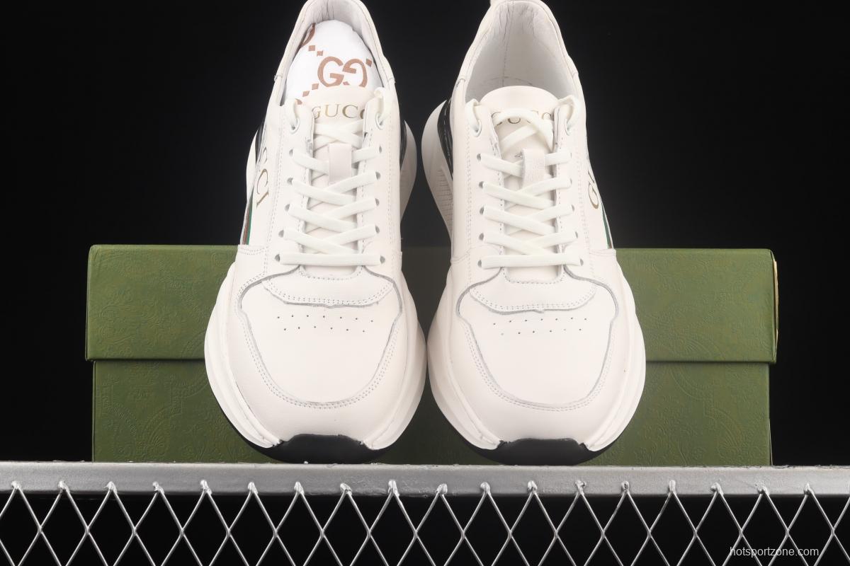 Gucci Distressed Screener sneaker classic retro college style sports casual shoes 02JPO60326