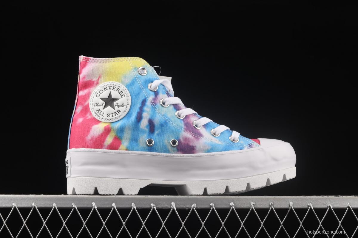 Converse All Star Lugged tie-dye canvas shoes with thick soles and high uppers 572461C