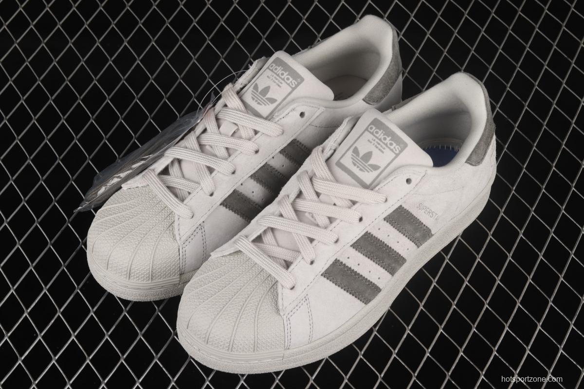 Reigning Champ x Adidas Superstar BS9558 shell joint style suede light gray dark gray classic leisure board shoes