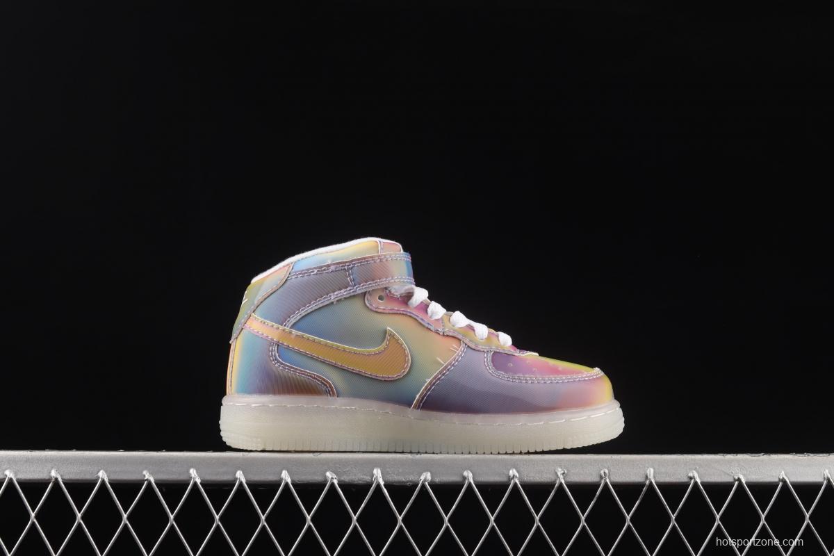 NIKE Air Force 1: 07 Mid WB dazzling ribbon lamp state size Kids 314197-8600