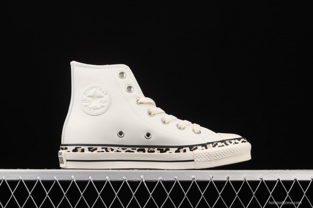 Converse All Star leopard striped leather high-top small white shoes 571880C