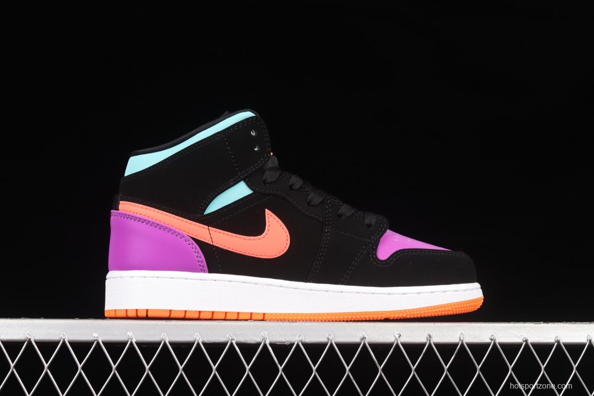 Air Jordan 1 Mid candy mandarin duck 3m reflective matching basketball shoes 554725-083