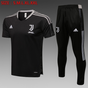 21 22 Juventus Short SLEEVE Black （With Long Pants）S-2XL C698#