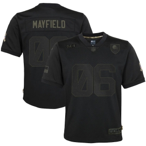 Youth Baker Mayfield Black 2020 Salute to Service Player Limited Team Jersey