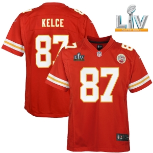 Youth Travis Kelce Red Super Bowl LV Bound Player Limited Team Jersey