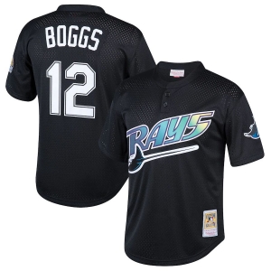 Youth Wade Boggs Black Cooperstown Collection Mesh Batting Practice Throwback Jersey