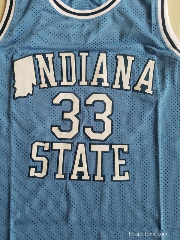 Larry Bird 33 Indiana State College Light Blue Basketball Jersey