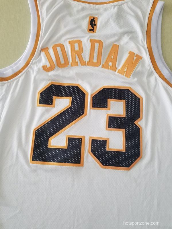 Michael Jordan 23 White Golden Edition Jersey