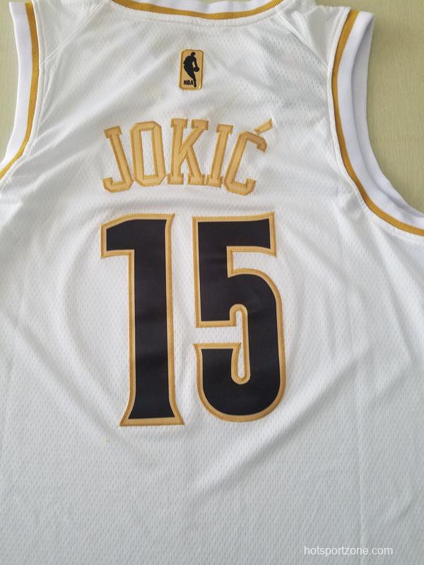 Nikola Jokic 15 White Golden Edition Jersey