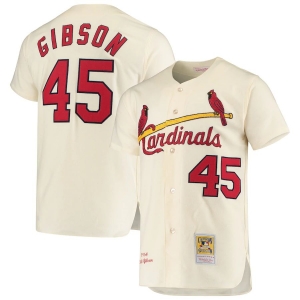 Men's Bob Gibson Cream Cooperstown Collection Throwback Jersey