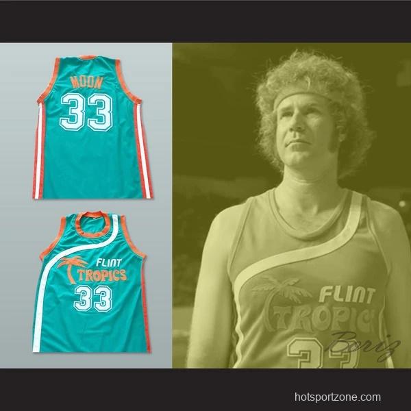 Flint Tropics 33 Jackie Moon Teal Basketball Jersey Semi Pro Team New