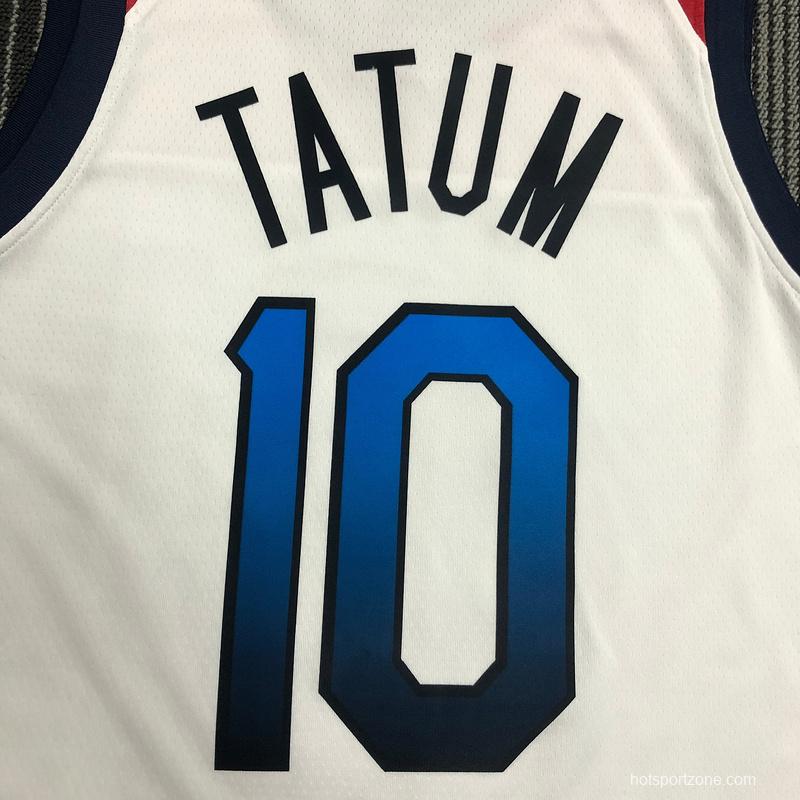 Thai Version Men's Jayson Tatum White USA Basketball Player Jersey