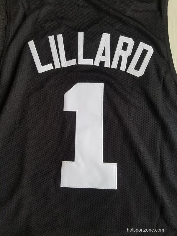 Damian Lillard 1 Weber State College Black Basketball Jersey