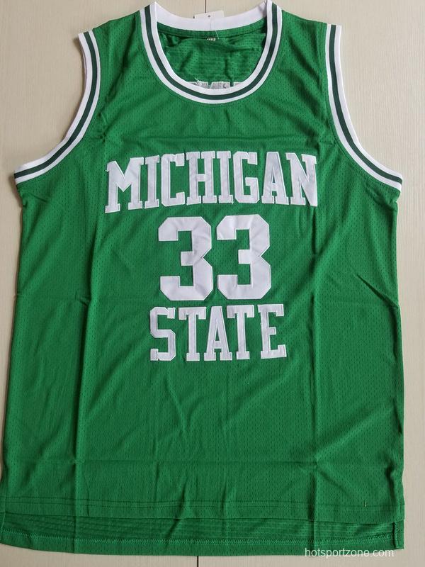 Magic Johnson 33 Michigan State College Green Basketball Jersey