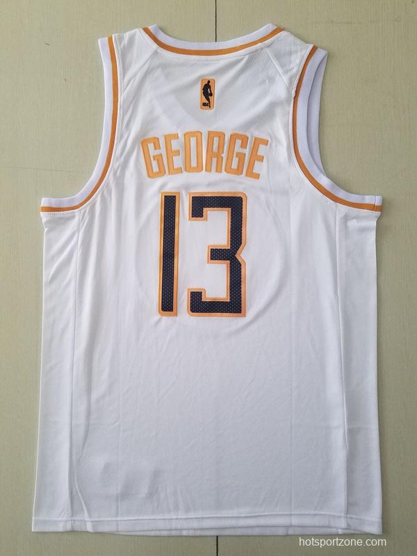 Paul George 13 White Golden Edition Jersey