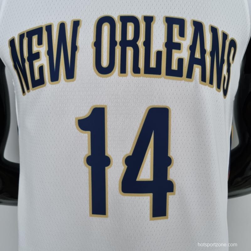 75th Anniversary New Orleans Pelicans Ingram #14 White NBA Jersey