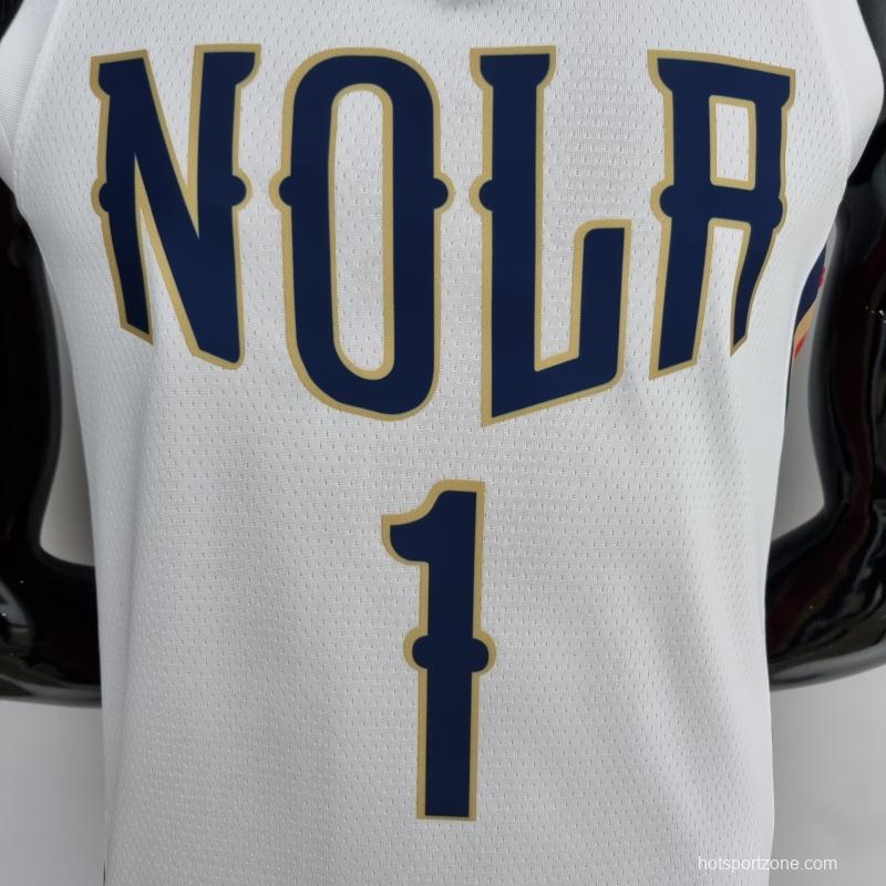 2022 New Orleans Pelicans City Edition Williams #1 White NBA Jersey