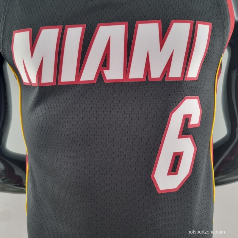75th Anniversary Miami Heat JAMES #6 Black NBA Jersey