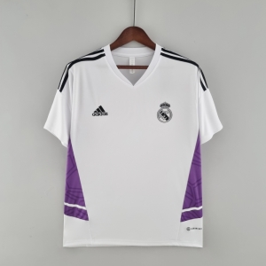 22/23 Real Madrid Training Jersey White Purple Border