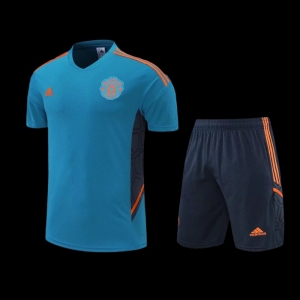 22/23 Manchester United Lake Blue Short Sleeve Training Kit: