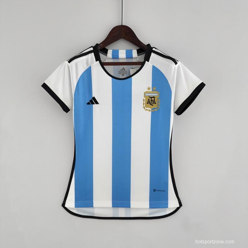 2022 Argentina Women's Home 2 Stars Soccer Jersey