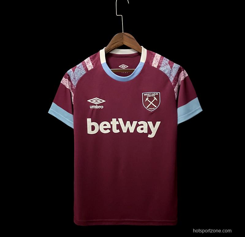 22/23 West Ham Home Soccer Jersey