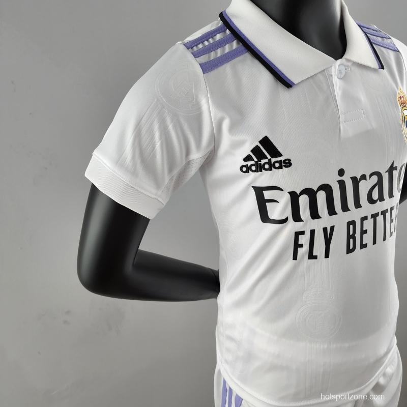 22/23 Kids Kit Real Madrid Home Size：16-28 Soccer Jersey