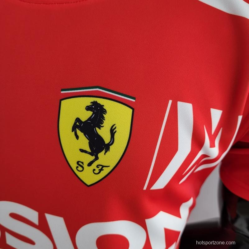 2022 F1 Ferrari  RED T-shirts Full Sponsor #0007