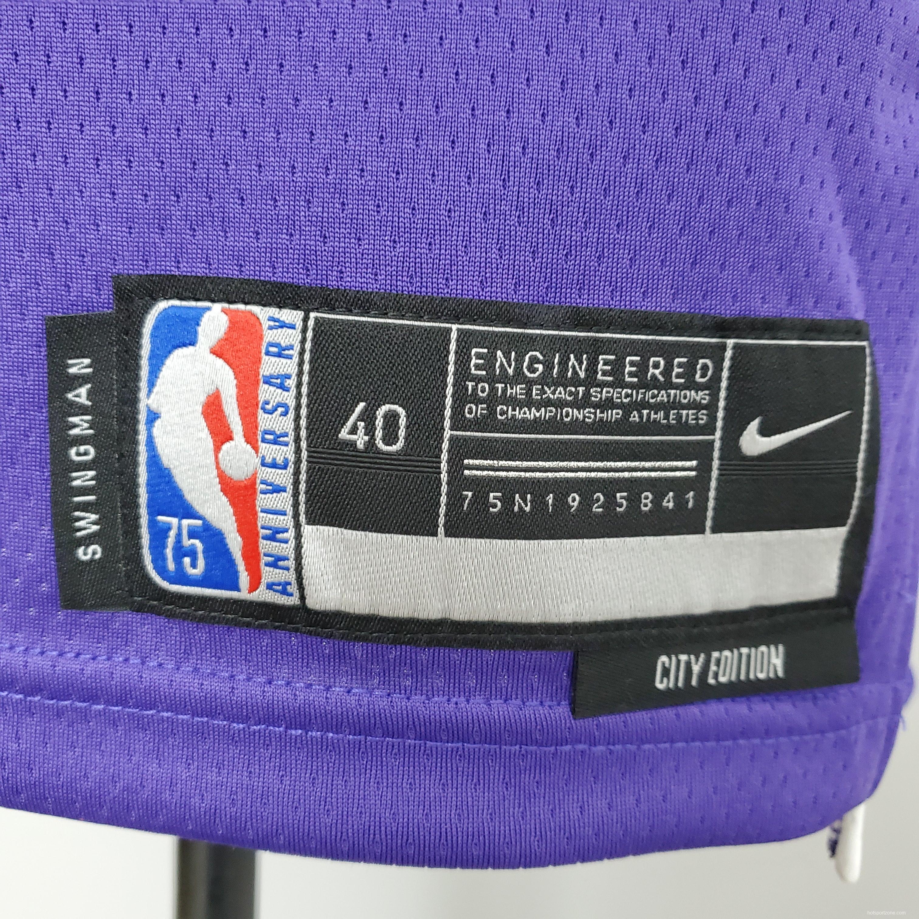 NBA 75th Anniversary Kings Williams#55 Black Purple Jersey