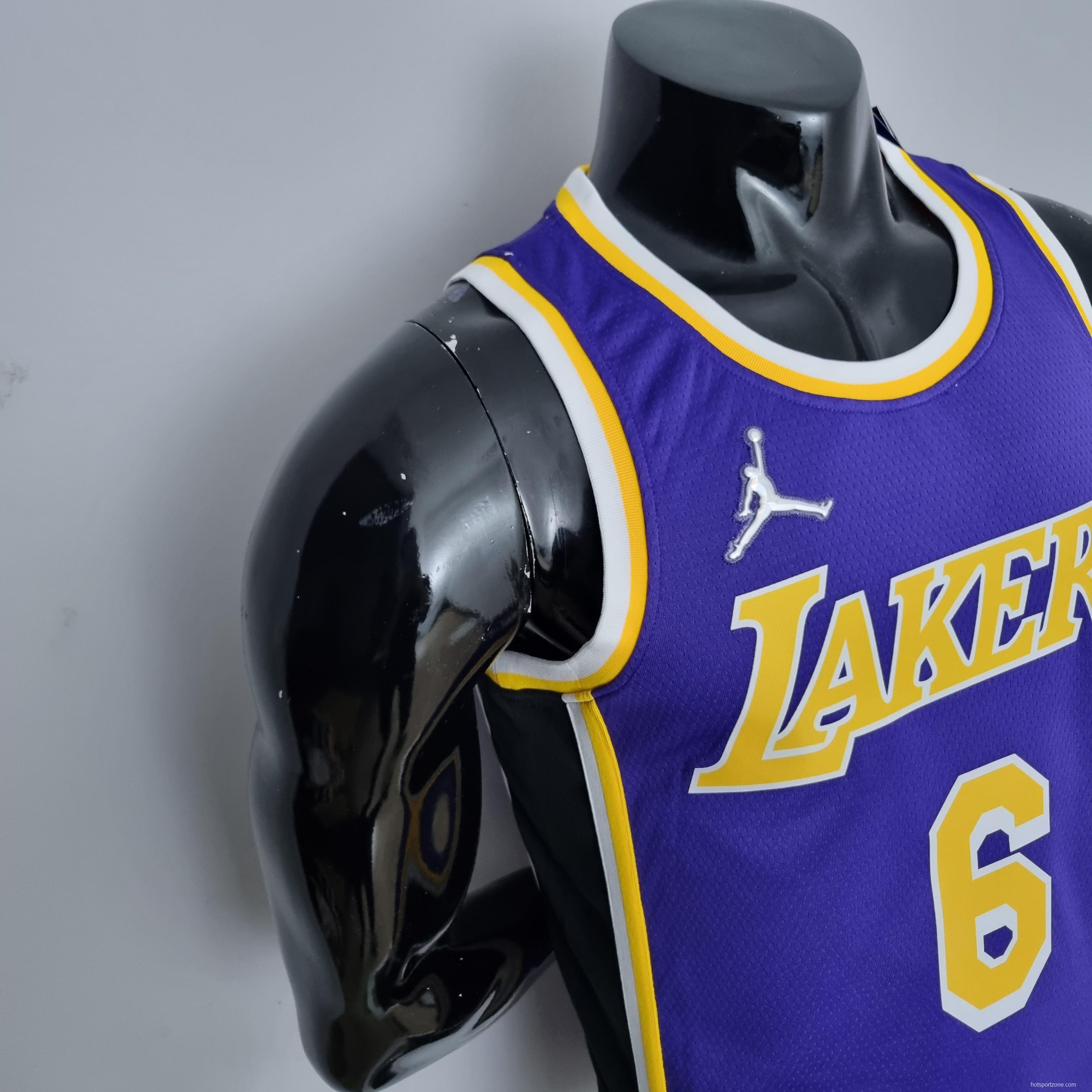 75th Anniversary James #6 Los Angeles Lakers Jordan Purple NBA Jersey