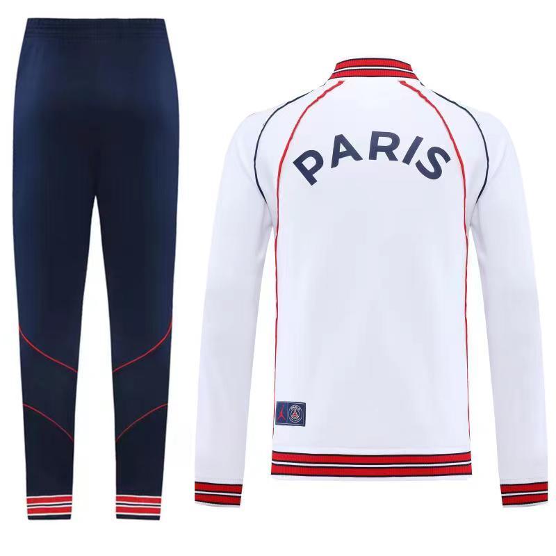 22/23 PSG White Full Zipper Jacket+Long Pants