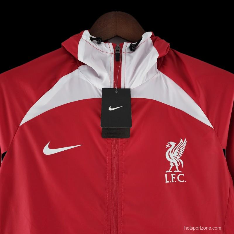 22/23 Liverpool Windbreaker Red And White