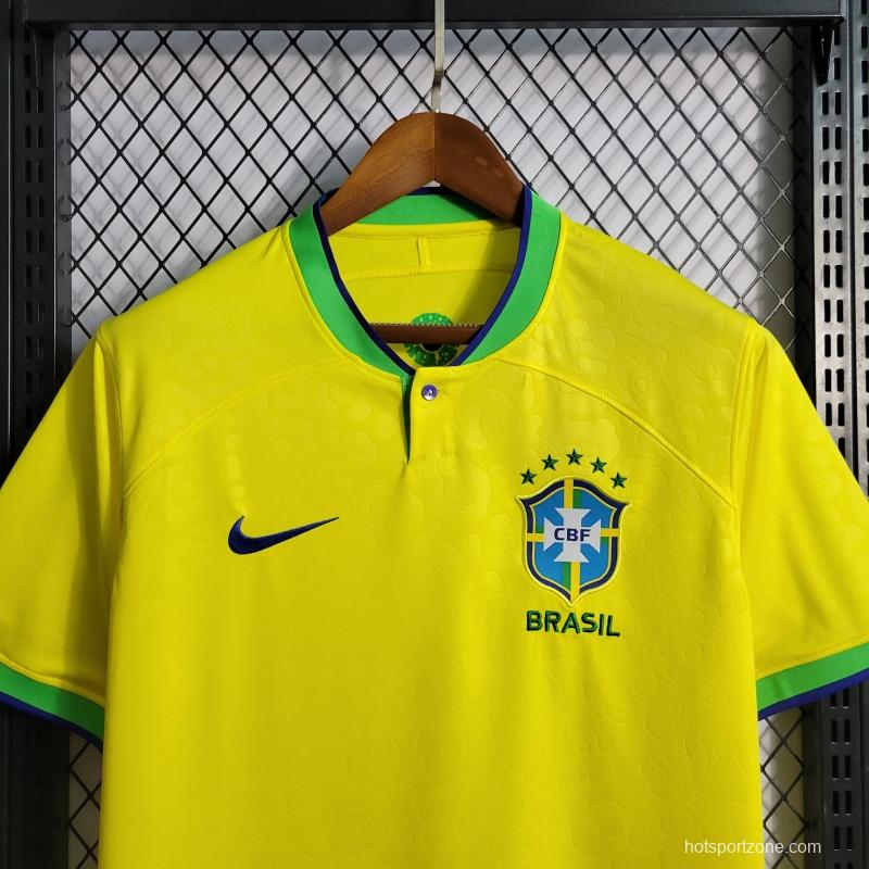 2022 Brazil Home National Team World Cup Soccer Jersey With Special Dragon Namesets