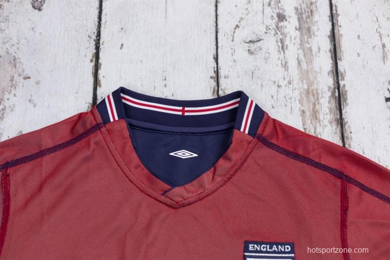 Retro 2002 England Away Reversible (Red/Navy) Soccer Jersey