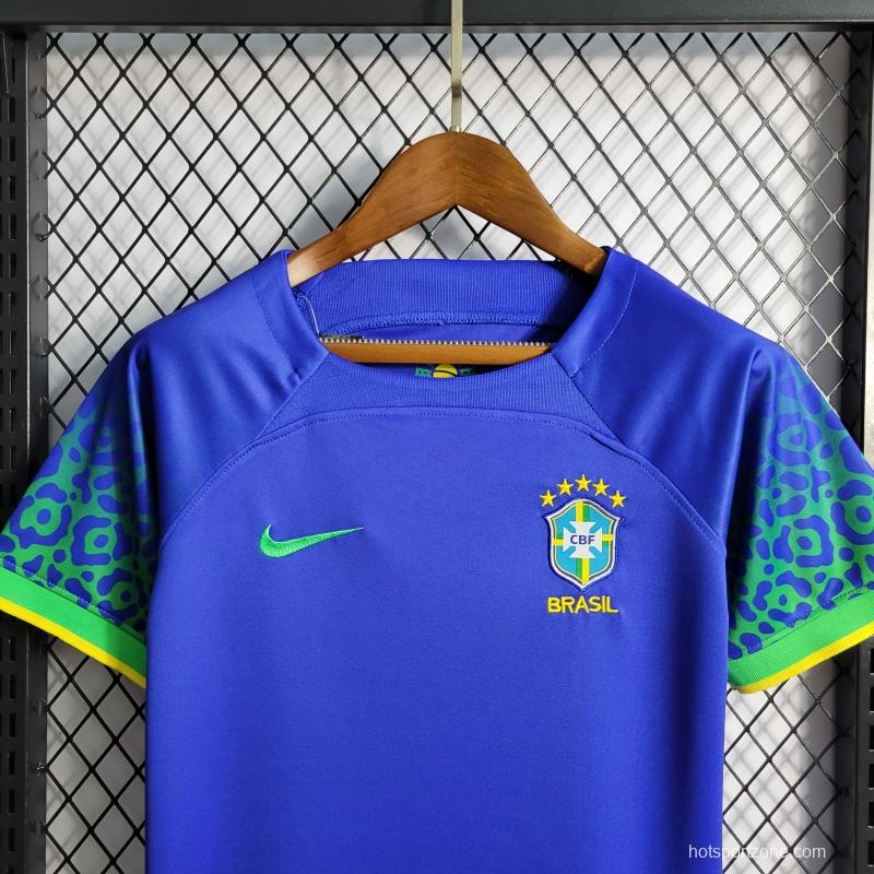 2022 Brazil Away Kids Size 16-28 Soccer Jersey