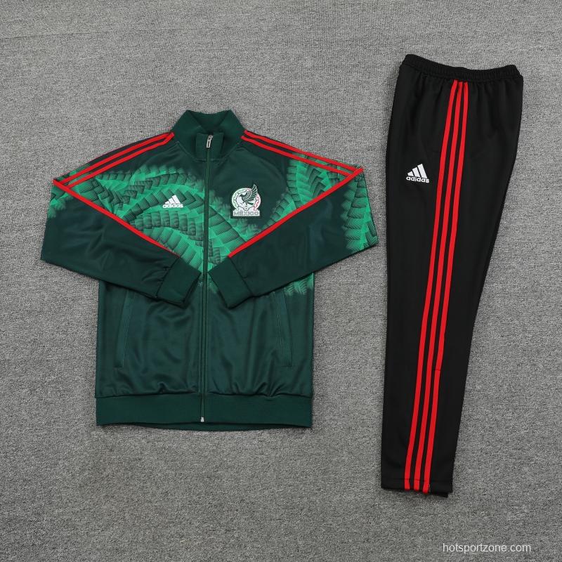 2022 Mexico Dark Green Full Zipper Tracksuit