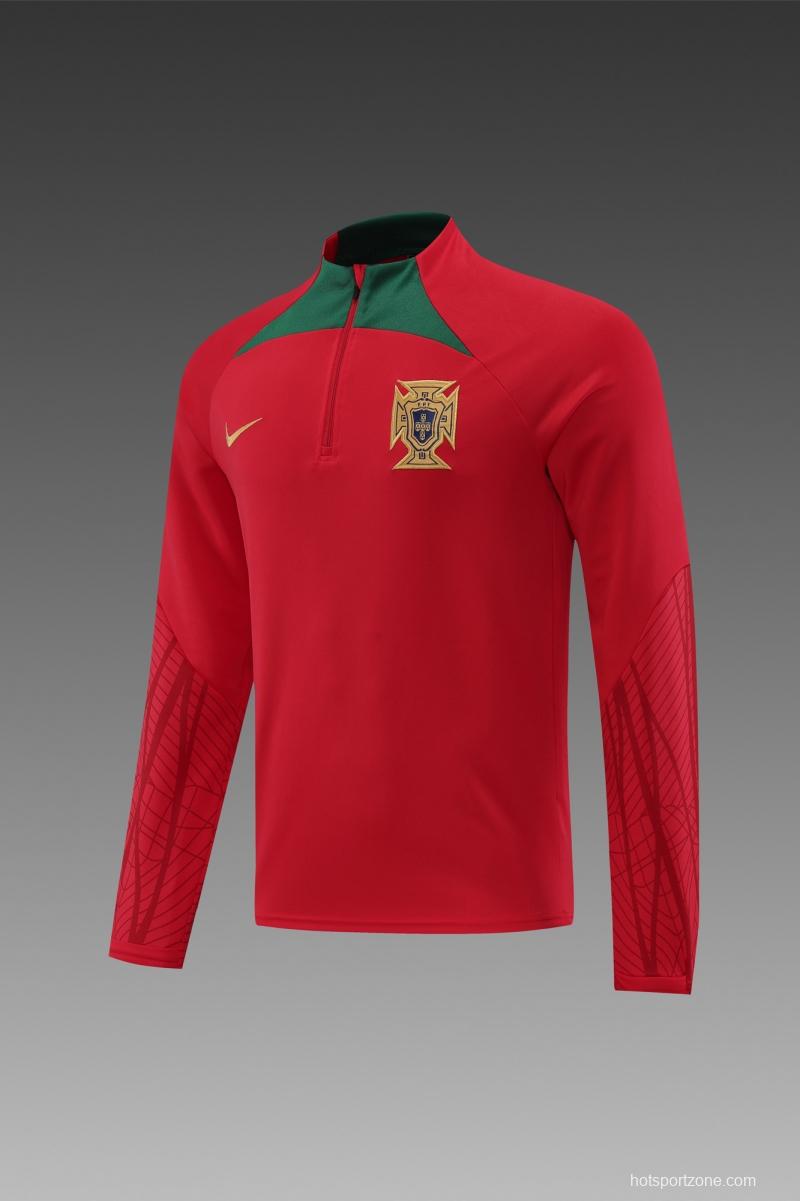 2022 Portugal Red Half Zipper Tracksuit