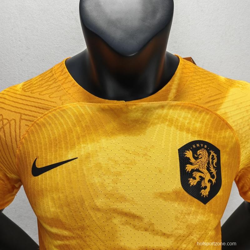 Player Version 2022 Netherlands Home Soccer Jersey