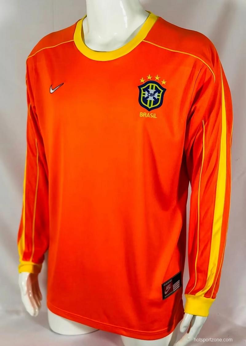 Retro 1998 Brazil Goalkeeper Orange Jersey
