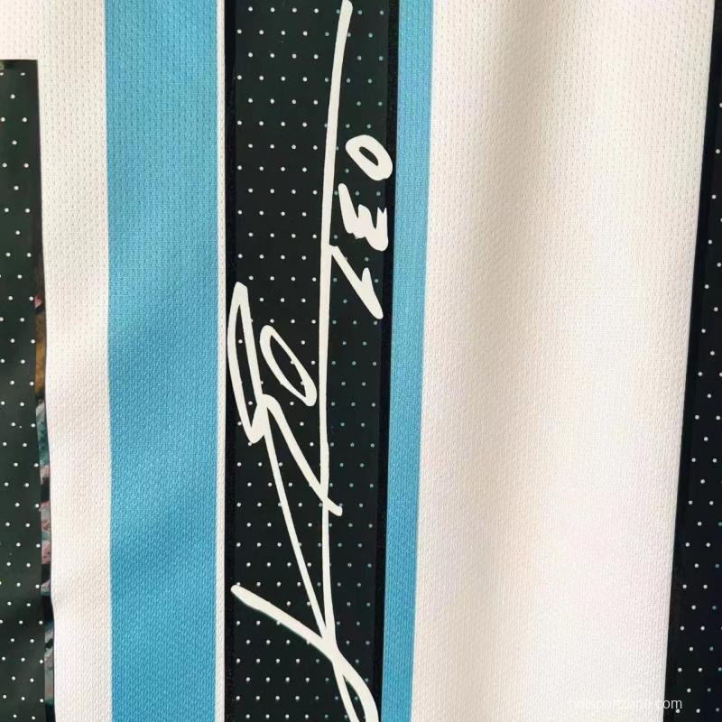 2022 Argentina Home #10 Messi Signed Signature Jersey